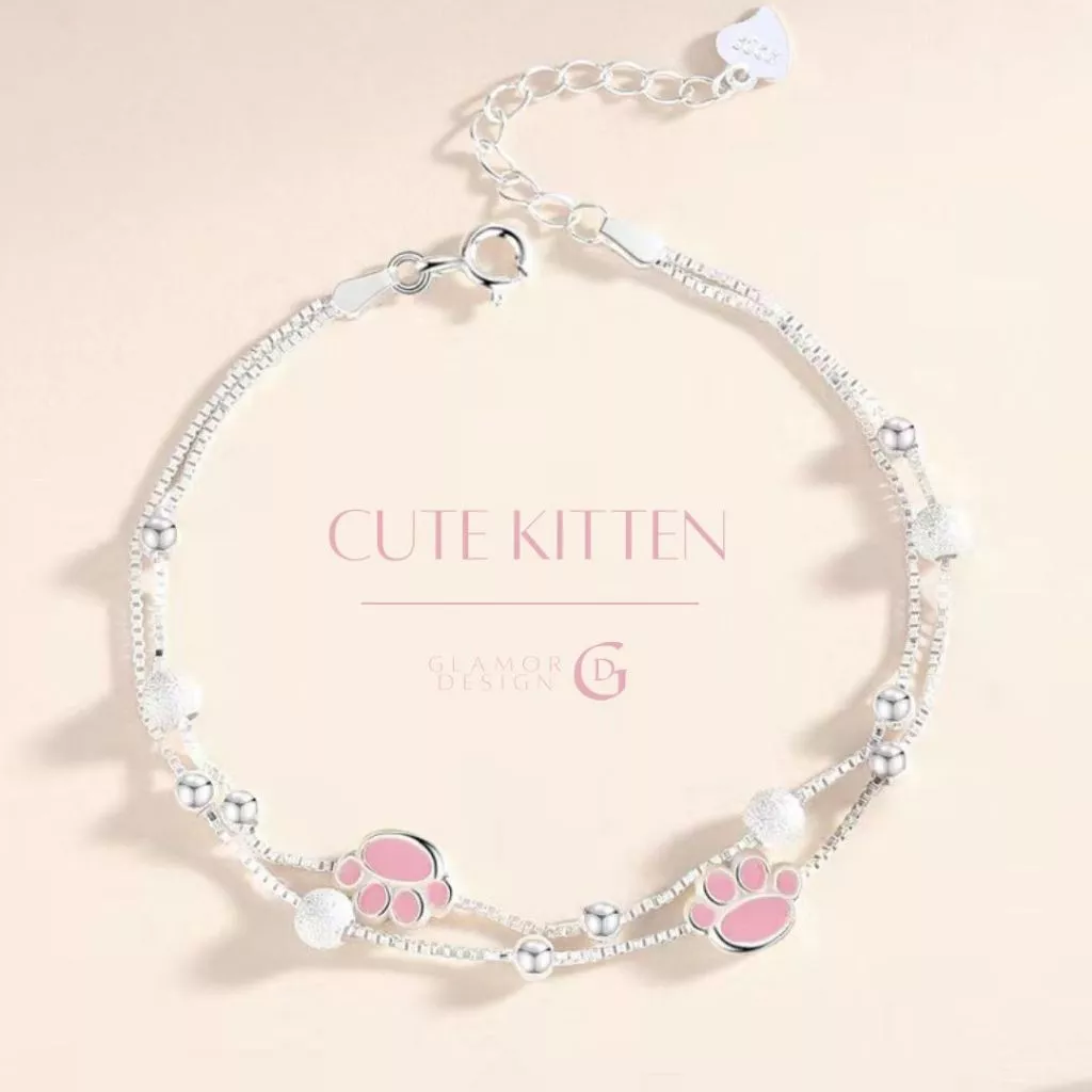 GLAMOR✨สร้อยข้อมือ Cute Kitten จี้เท้าแมว กําไลนําโชค กําไลสวยๆ กำไลเพชร สร้อยข้อมือเพชร กำไลเงิน