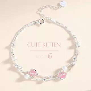 GLAMOR✨สร้อยข้อมือ Cute Kitten จี้เท้าแมว กําไลนําโชค กําไลสวยๆ กำไลเพชร สร้อยข้อมือเพชร กำไลเงิน