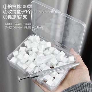 ฟองน้ำไล่สี เนื้อเนียน (สี่เหลี่ยม1แพ็ค 100 ชิ้น) พร้อมที่คีบฟองน้ำ 1 แท่ง