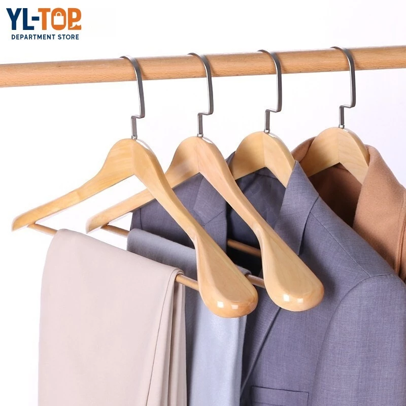 ไม้แขวนเสื้อไม้ ขนาด38cm*10cm พร้อมส่ง - กันหลื่น - สำหรับแขวนเสื้อสูท/ชุดหนาว G3050