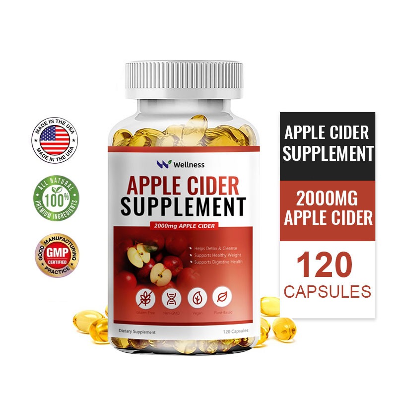 Wellness Apple Cider Vinegar Capsules 2000mg 120pcs การเพิ่มการเผาผลาญ