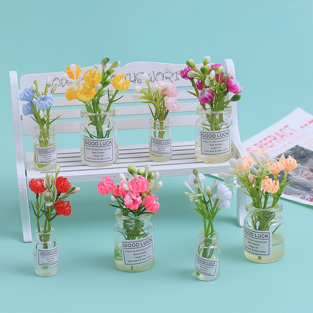 j843แจกันแก้วดอกไม้จิ๋วตกแต่งโต๊ะ (Mini Flower Vase Decor Set)