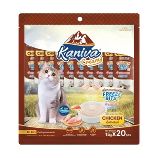 (แพ็ค 20 ซอง) Kaniva ขนมแมวเลีย Creamy Treat คานิว่า ครีมมี่ทรีต เพิ่มความอร่อยด้วยฟรีซดราย