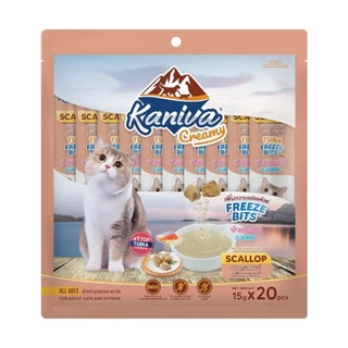 (แพ็ค 20 ซอง) Kaniva ขนมแมวเลีย Creamy Treat คานิว่า ครีมมี่ทรีต เพิ่มความอร่อยด้วยฟรีซดราย