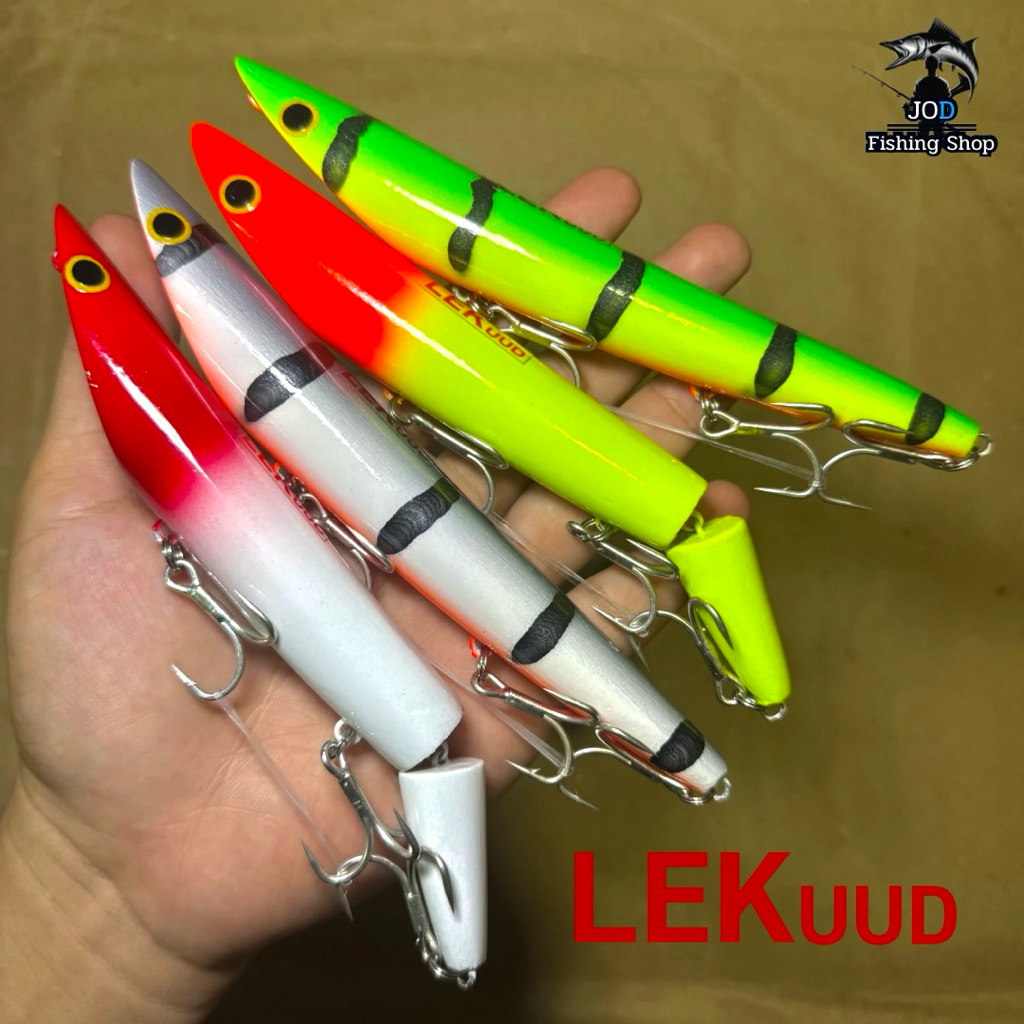 LEKuud เหยื่อPencilท่อนเดียว,สองท่อน ขนาด16cm./31-34g. (ตัวเบ็ด4xพร้อมใช้งาน) เหยื่อตีปลาสากยอดนิยม จากน้าเล็กยูยูดี
