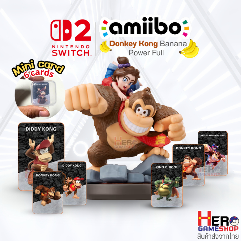 Amiibo Mini Card 🦧Donkey Kong Banana Power Full Pauline King Kong Moriki🍌เซ็ท 6 การ์ด ขนาดมินิ🍌พร้อมส่งจากไทย
