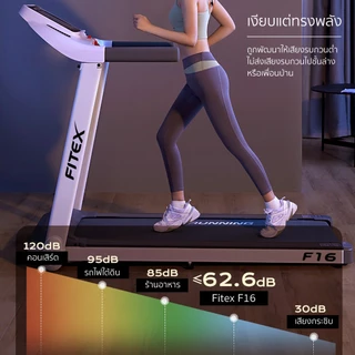 [รุ่นใหม่ปี2026] ลู่วิ่งไฟฟ้า New FITEX F16 สายพานกว้าง 45CM ปรับความชันสูงสุดได้ เชื่อมต่อ Zwift
