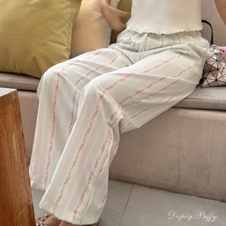 Dopey.Puffy / Rosie Pants กางเกงขายาวผูกเชือกลายดอกไม้ (A02)