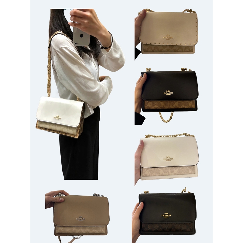 🔥ของแท้ 💯%👜🔥Coach Klare Chain Crossbody Bag กระเป๋าลายดอกเก่า สะพายข้าง