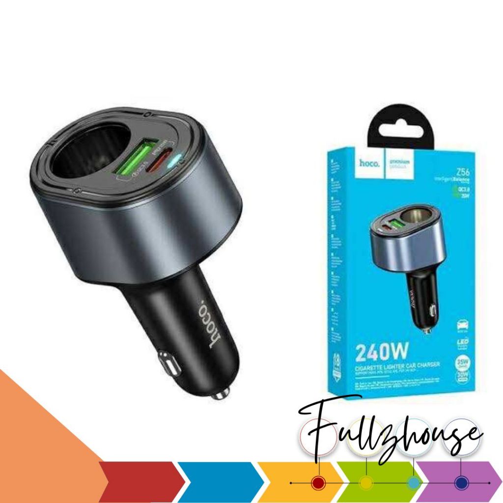 จัดส่งด่วน Hoco Z56 หัวชาร์จโทรศัพท์ในรถยนต์ PD35W+QC3.0 ชาร์จเร็ว 120W/ 240W ป้องกันไฟเกิน
