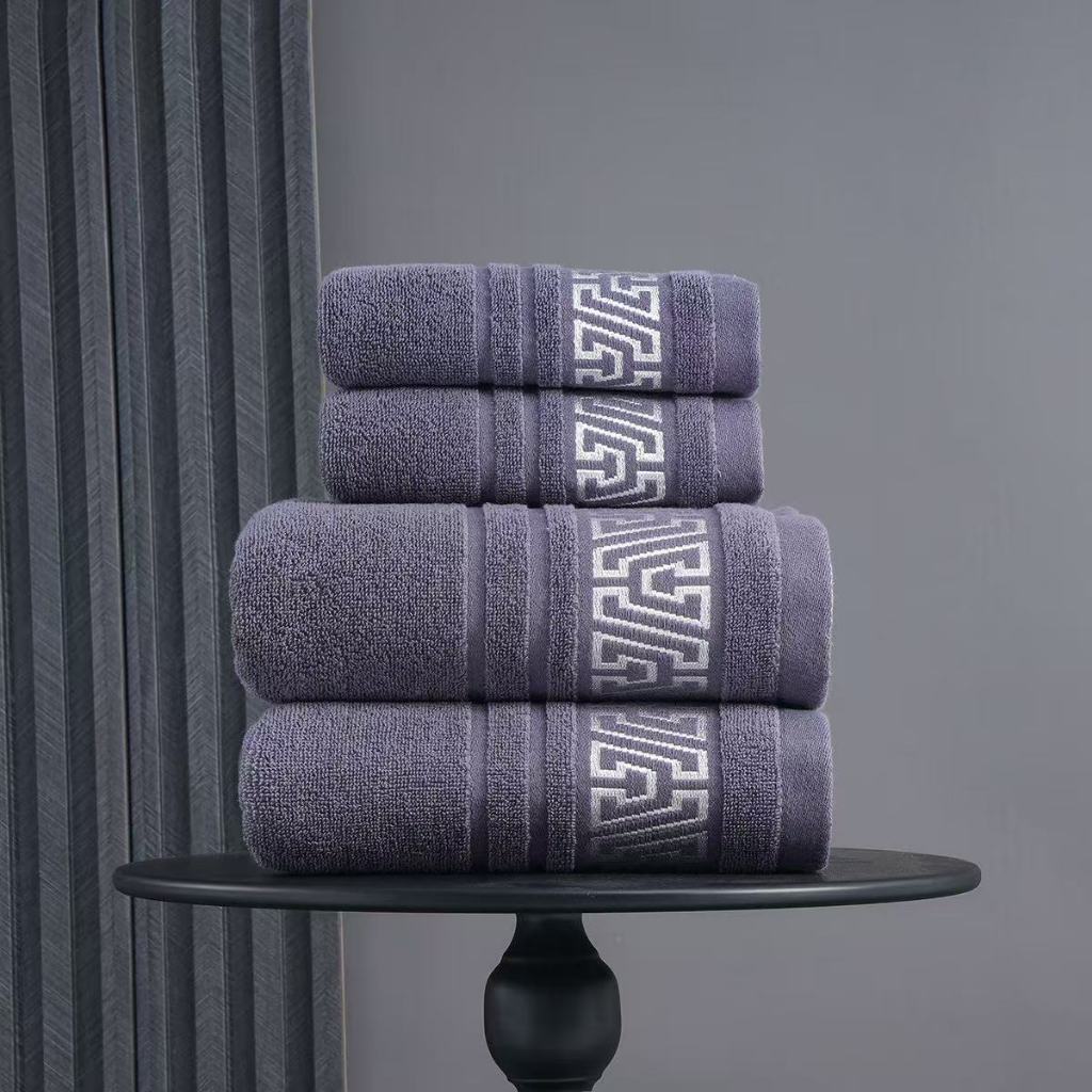 ผ้าขนหนูโรงแรมผ้าฝ้ายหนา: ขนาด 70×140ซม. ดูดซับน้ำได้ดีและมีดีไซน์นุ่มนวล