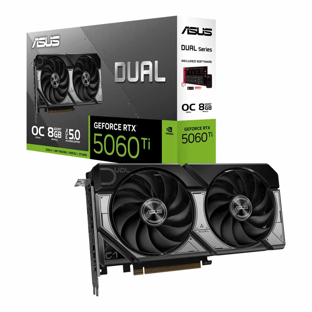 VGA (การ์ดแสดงผล) ASUS DUAL GEFORCE RTX 5060 TI 8GB GDDR7 OC EDITION (DUAL-RTX5060TI-O8G)
