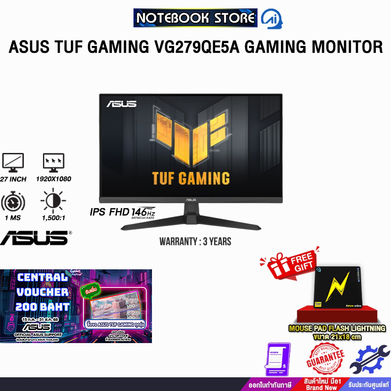 ASUS TUF GAMING VG279QE5A GAMING MONITOR (IPS FHD/146Hz)/ประกัน3Years/BY NOTEBOOK STORE