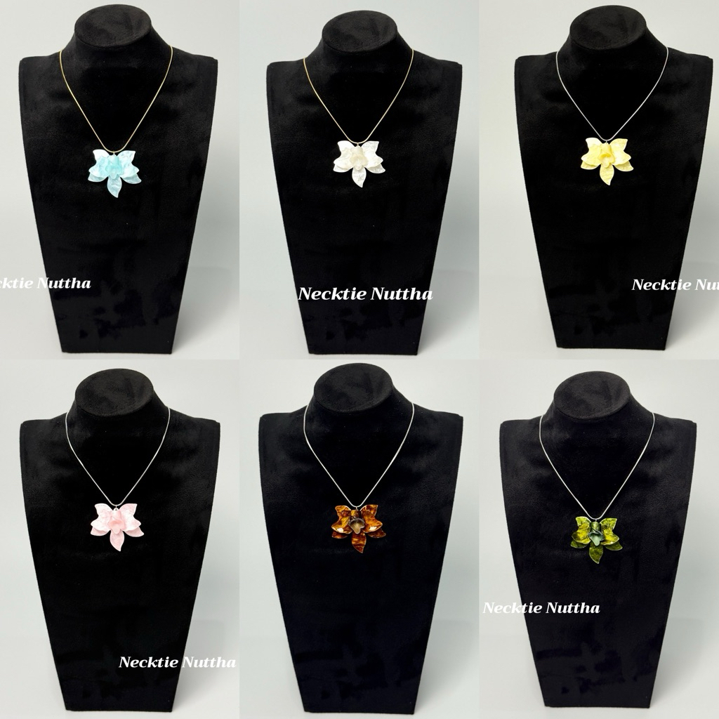 🏝️พร้อมส่ง ส่งเร็ว1-2 วันถึง 𝒇𝒍𝒐𝒘𝒆𝒓 𝒏𝒆𝒄𝒌𝒍𝒂𝒄𝒆 -สร้อยคอดอกไม้ สร้อย+จี้ดอกกล้วยไม้