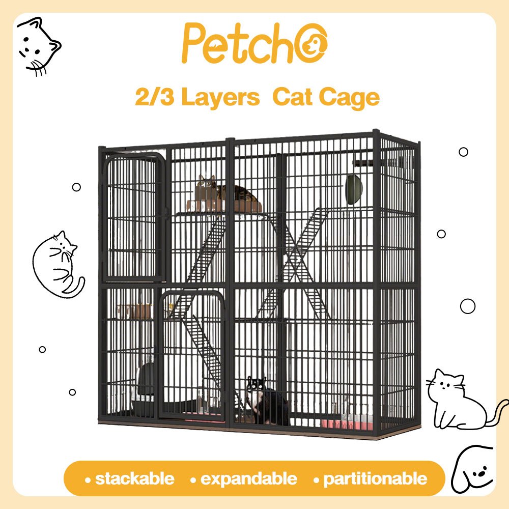 Petcho กรงขังแมว กรงขังแมว กรงแมวขนาดใหญ่ 3ชั้น 4ชั้น Pet Cage กรงสัตว์เลี้ยง กรงแมวขนาดใหญ่ กรงกระต่าย