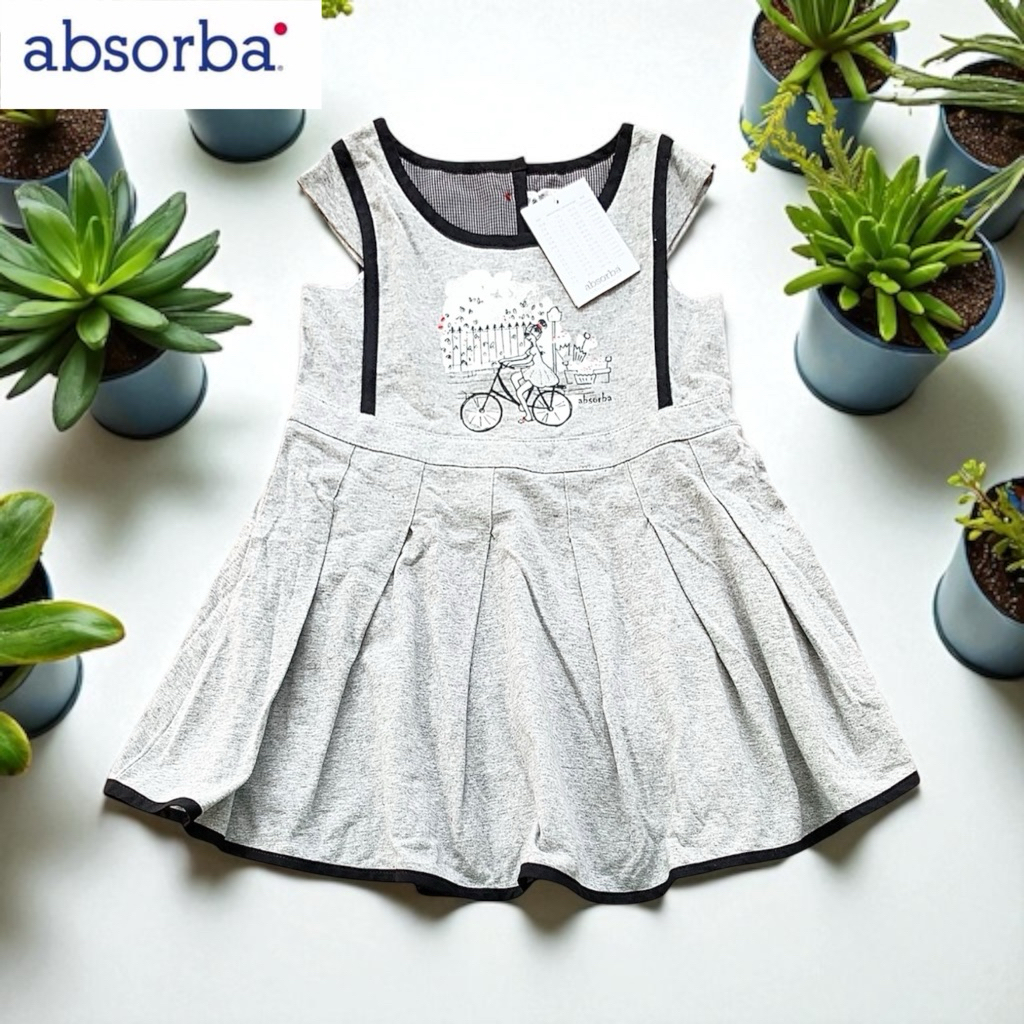 Absorba (Q26) เดรสกระโปรง ผ้า Cotton ผ้ายืด กระดุมหลัง ขนาด 1 ปี