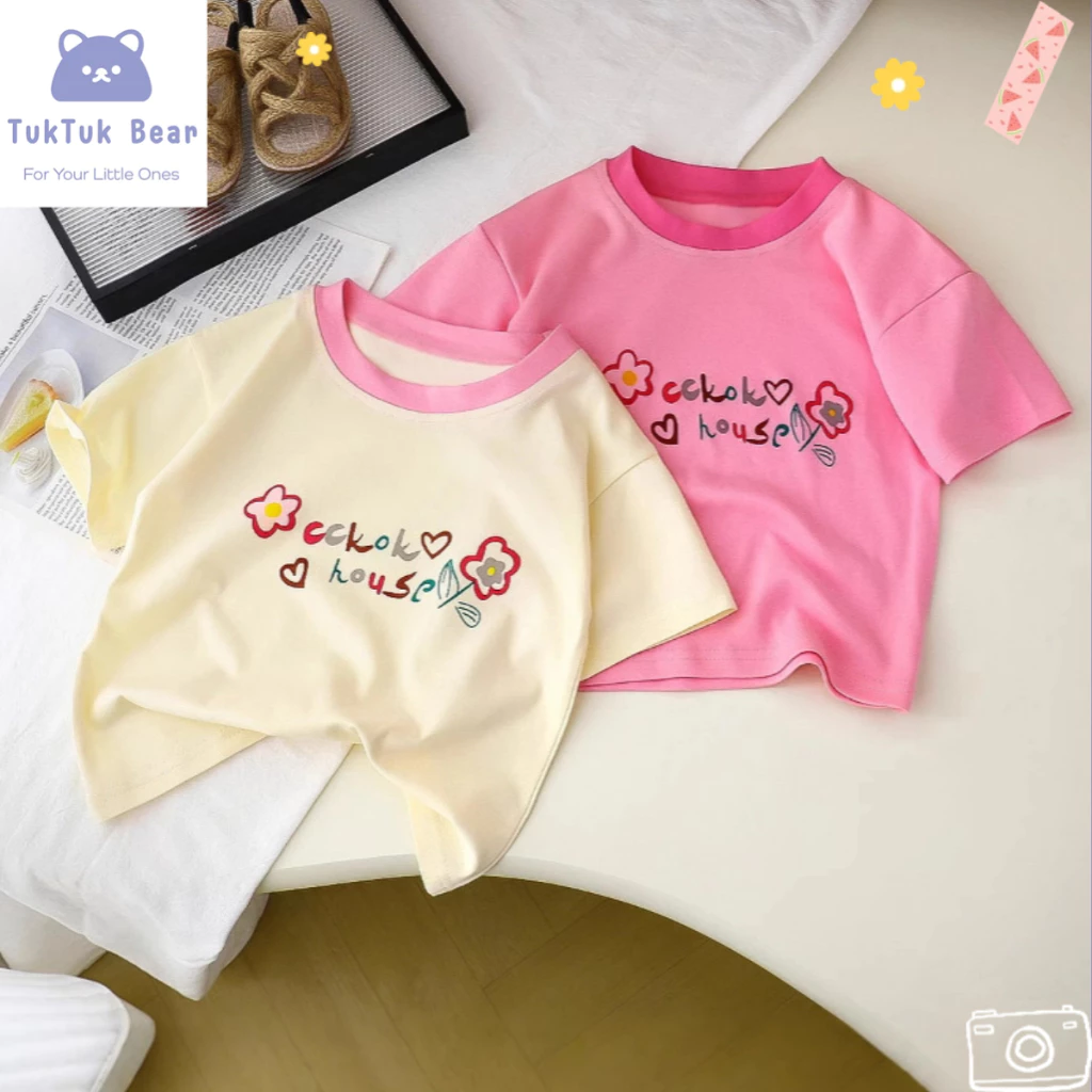 เสื้อเด็กหญิงลายดอกบาน 1-4 ขวบ ผ้านุ่ม ใส่สบายตัว ดีไซน์น่ารัก