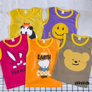 akka (แพ็ค 3 ตัว, 6 ตัว) เสื้อแขนกุดเด็ก ผ้าคอตตอน 100%