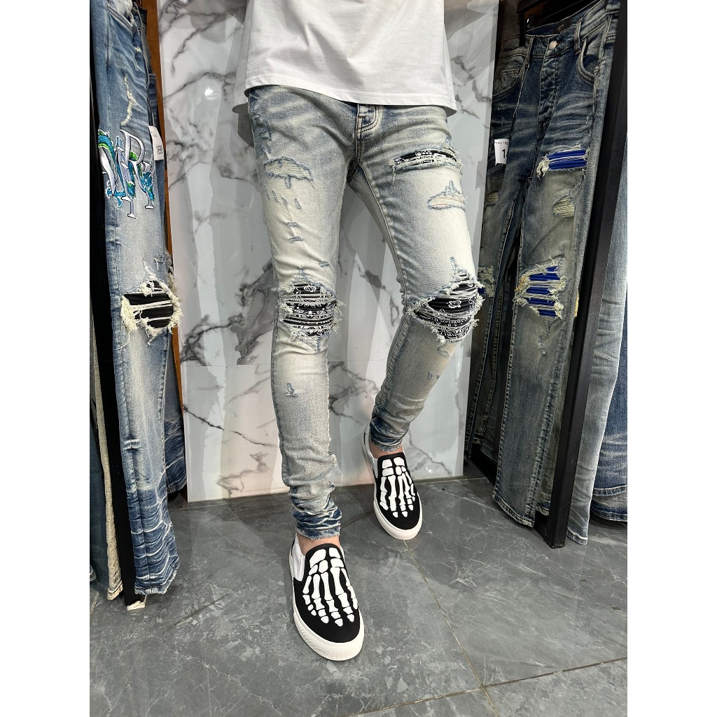 5250 / 8051 / 8052 รวมรุ่นเข่าลาย  กางเกงยีนส์ผ้ายืด กางเกงยีนส์ขายาวAMIRI