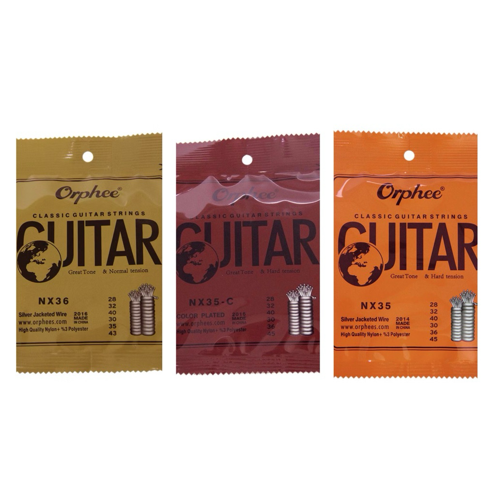 Orphee NX36 NX35 NX35-C สายกีตาร์คลาสสิก ไนลอน Nylon Core Silver Jacketed Wire Normal Hard Tension เ