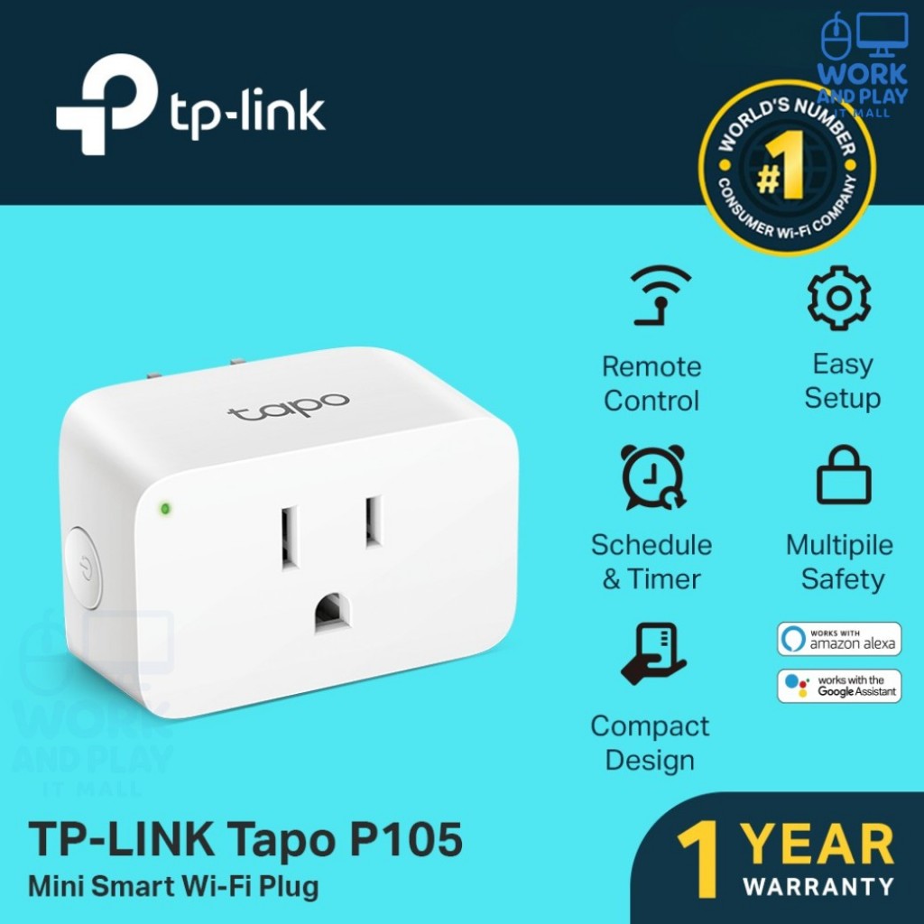 ปลั๊กอัจฉริยะ⚡️TP-LINK (Tapo P105) Mini Smart Wi-Fi Plug สามารถสั่งการด้วยเสียง เปิดและปิดอุปกรณ์โดย
