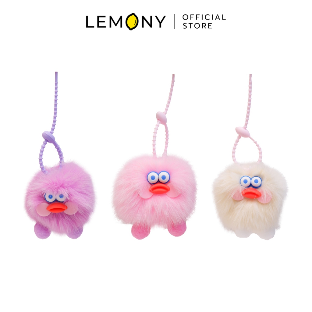 LEMONY พวงกุญแจเป็ดขนปุยหน้าบึ้งสุดน่ารัก Cute Fluffy Duck Keychain