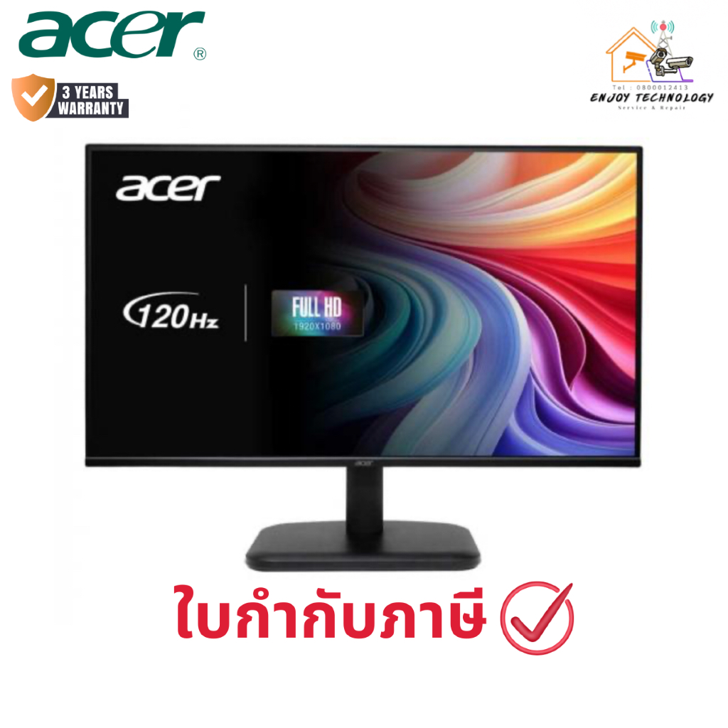 จอมอนิเตอร์ Acer Monitor LED 24.5 นิ้ว EK251Q Gbmix (UM.KE1ST.G01) ประกันศูนย์ 3 ปี