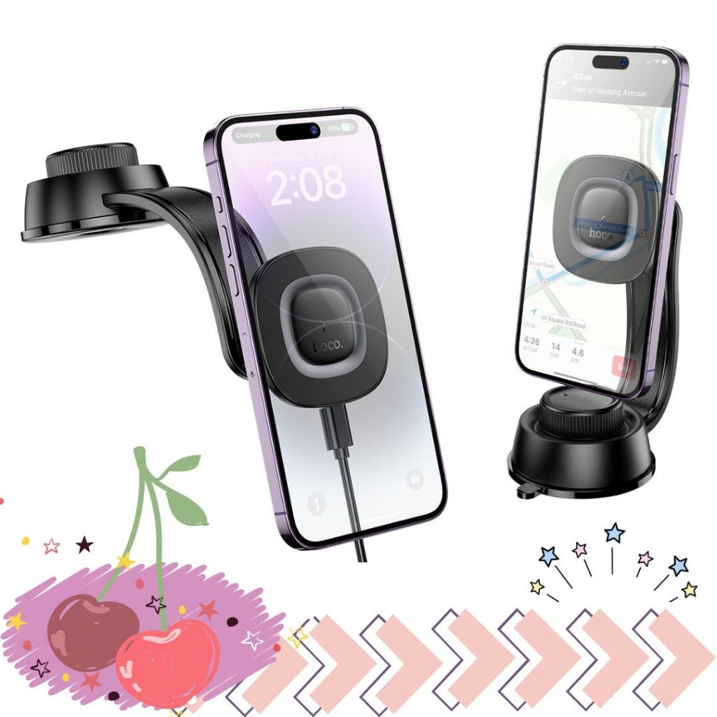 พร้อมส่งจากไทย Hoco HW31 Car wireless charger ที่ยึดโทรศัพท์ในรถติดคอนโซล รองรับชาร์จไร้สาย 15W ปรับ
