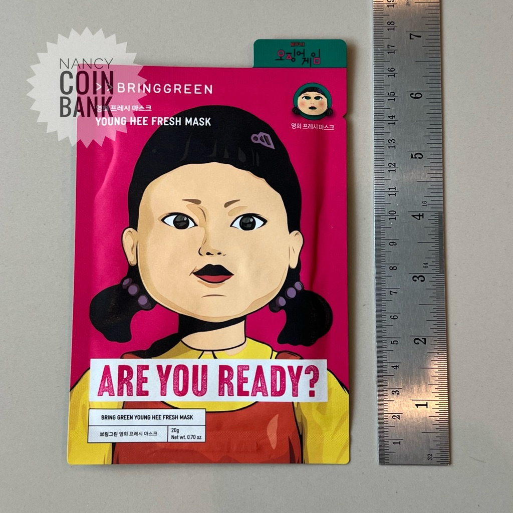 Bring Green x Squid Game – Tea Tree Cica & Young Hee Fresh Mask มาร์กหน้าเกาหลีแท้ ลิมิเต็ดคอลแลบซีรีส์ดัง (1แผ่น)
