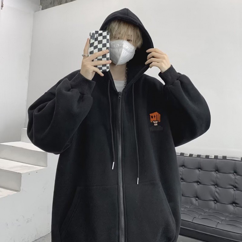 เสื้อกันหนาวมีฮู้ด เสื้อคลุมแขนยาวผู้ชาย แบบซิป ผ้าสำลี ผ้านิ่ม ใส่คลุมสบาย - รูปที่ 3