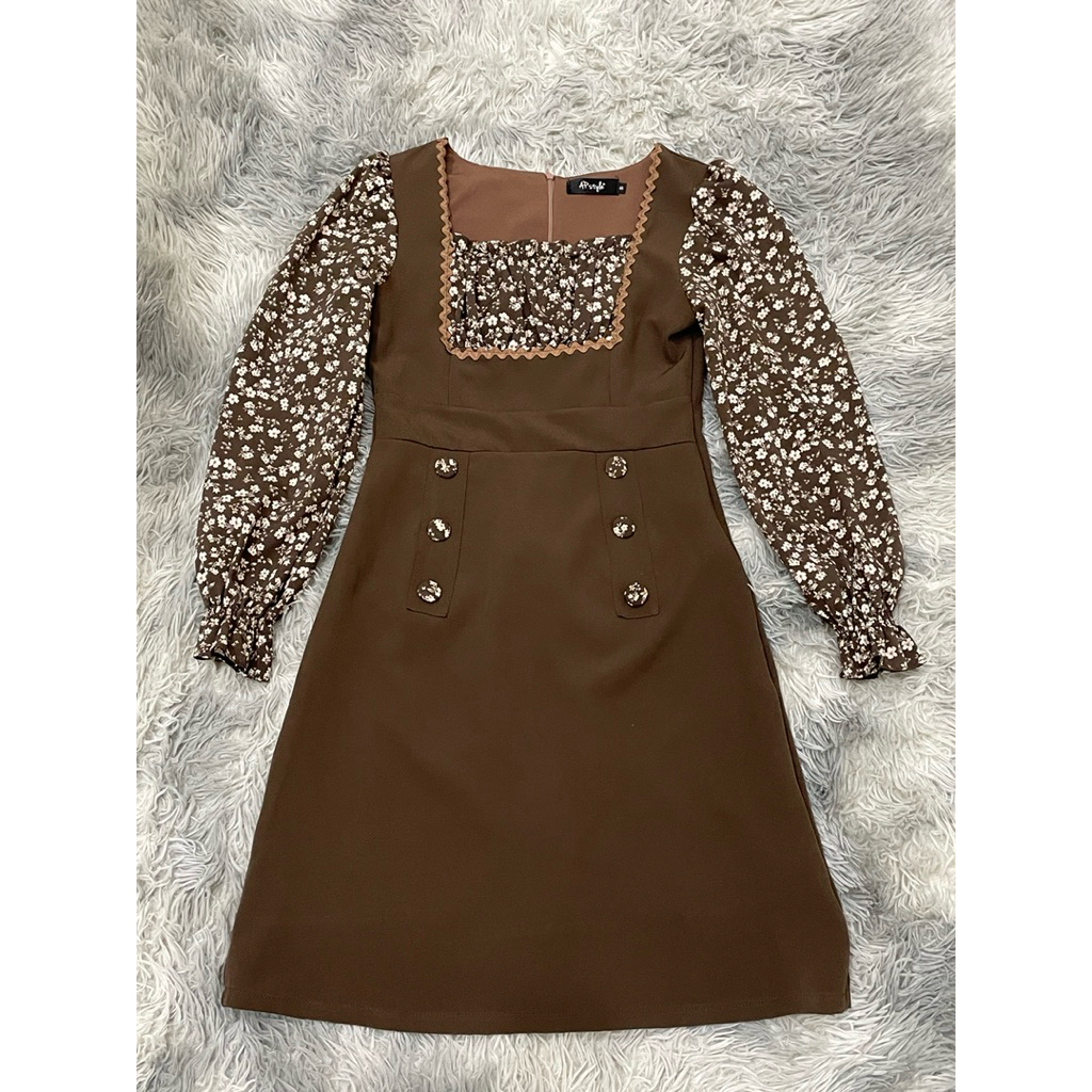 เดรสสีน้ำตาล ป้าย AP Style ไซซ์ s,m