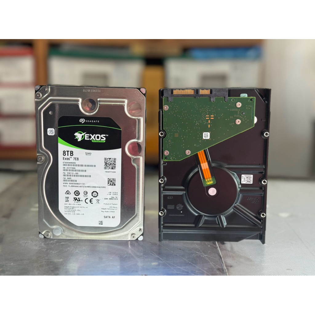 Seagate EXOS 7E8 8TB 512e 4KN SATA 6Gb/s (ST8000NM017B)   HDD 7200rpm 256MB SATA 6Gb/s ใช้งานปกติ กล