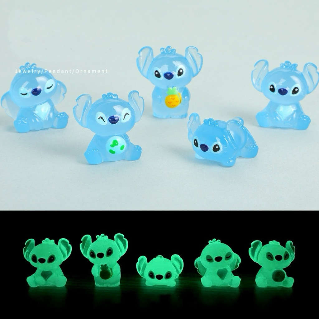 (50 ชิ้น) เรซิ่นตุ๊กตาสติทช์ 3D เรืองแสง และแบบทึบ อุปกรณ์ตกแต่งDIY พร้อมส่งในไทย