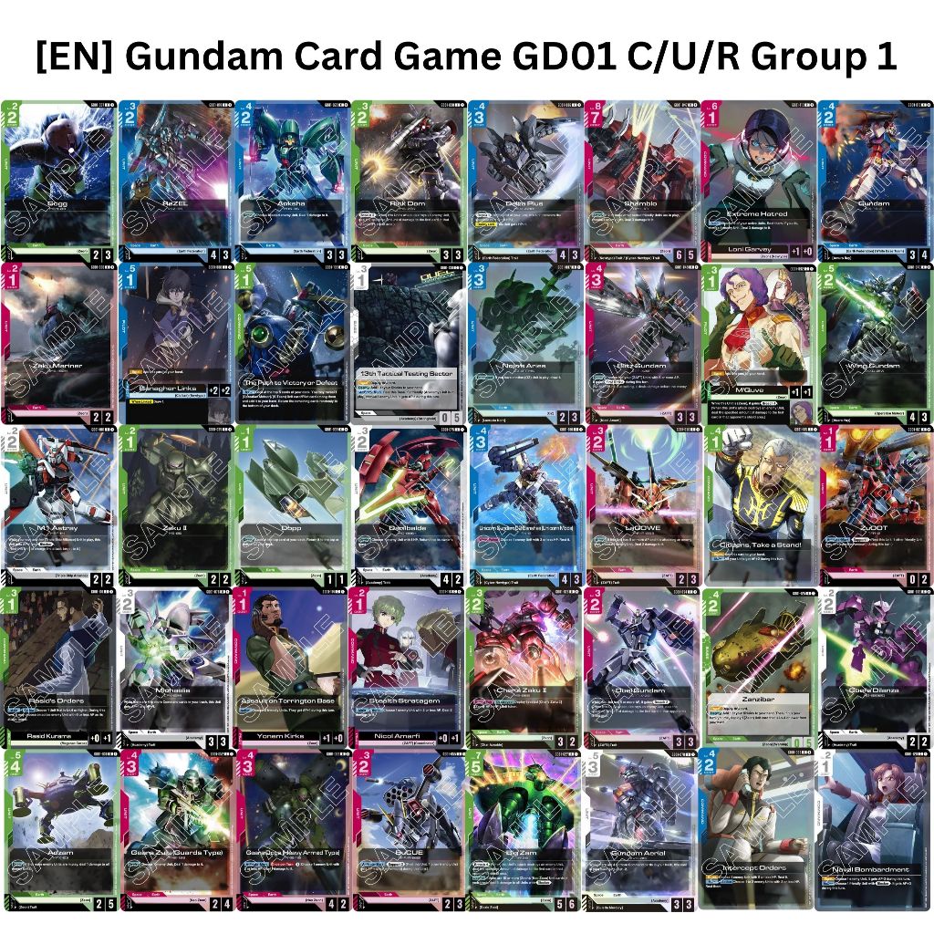 [Gundam Card Game EN] [English Ver.] Booster GD01  แยก Single ระดับ C/U/R Group 1