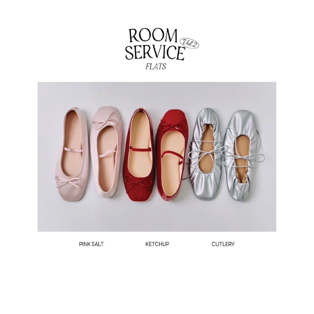 [โปรดอ่านคำแนะนำไซส์] Flynn - Ballet Flats Room Service Collection Vol.2 คัชชูนุ่มฟู ขายดีที่สุด