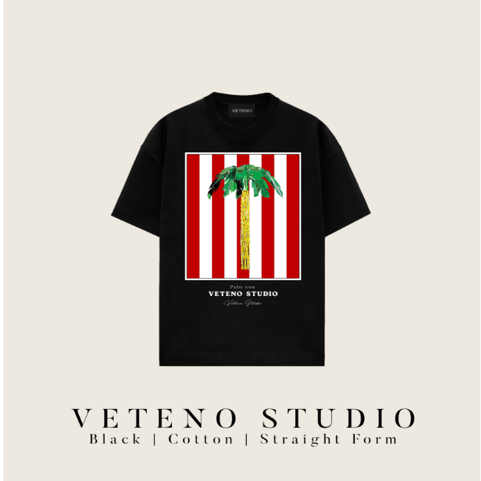 PALM BEACH PRINTED BLACK TSHIRT