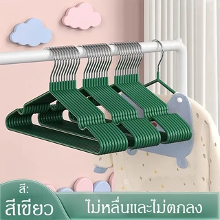 ไม้แขวนเสื้อ ไม้แขวนสแตนเลส เคลือบซีลีโคนกันลื่น 2ขนาด ผู้ใหญ่40cm*20cm เด็ก30cm*18cm 1 แพ็ค 10 ชิ้น COD