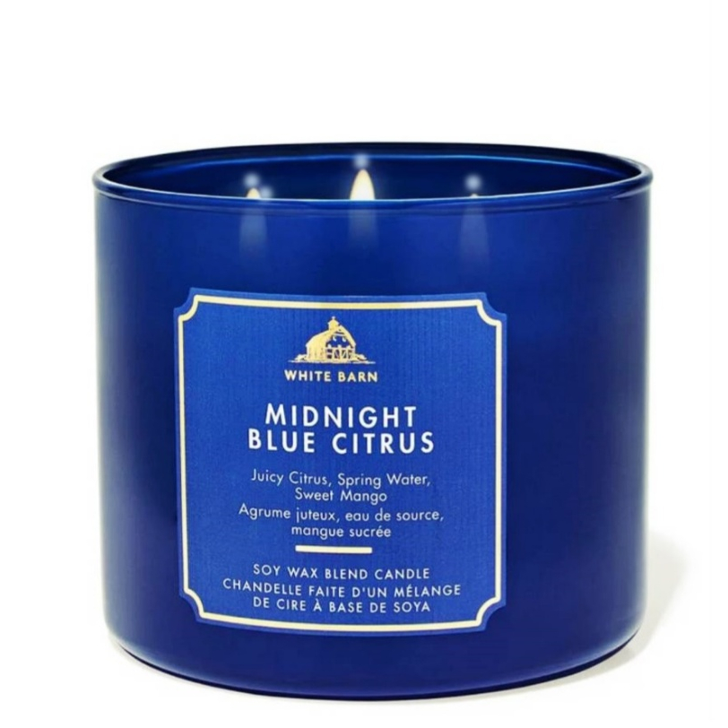 ของแท้ 100% Bath & Body Works Midnight Blue Citrus 3-Wick Candle.