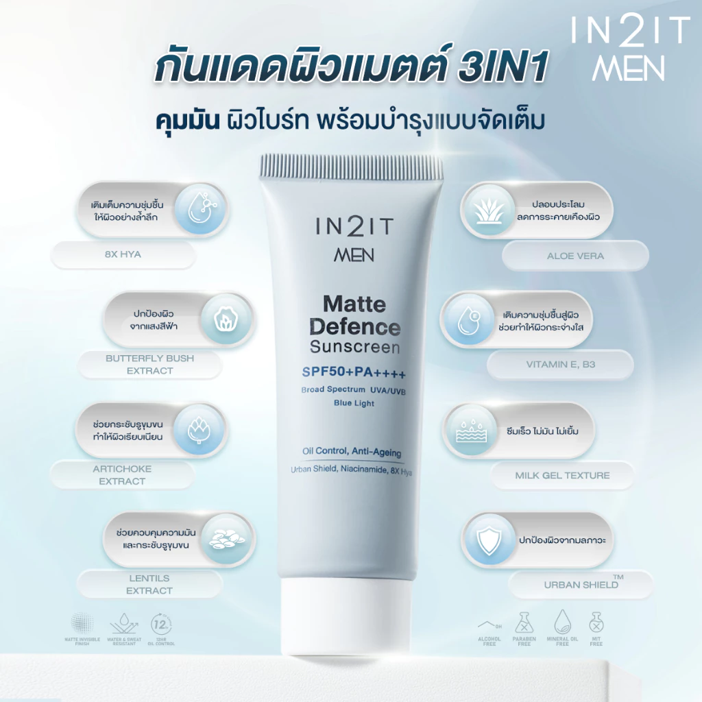 IN2IT MEN MATTE DEFENCE SUNSCREEN SPF50+ PA++++ thumbnail 4