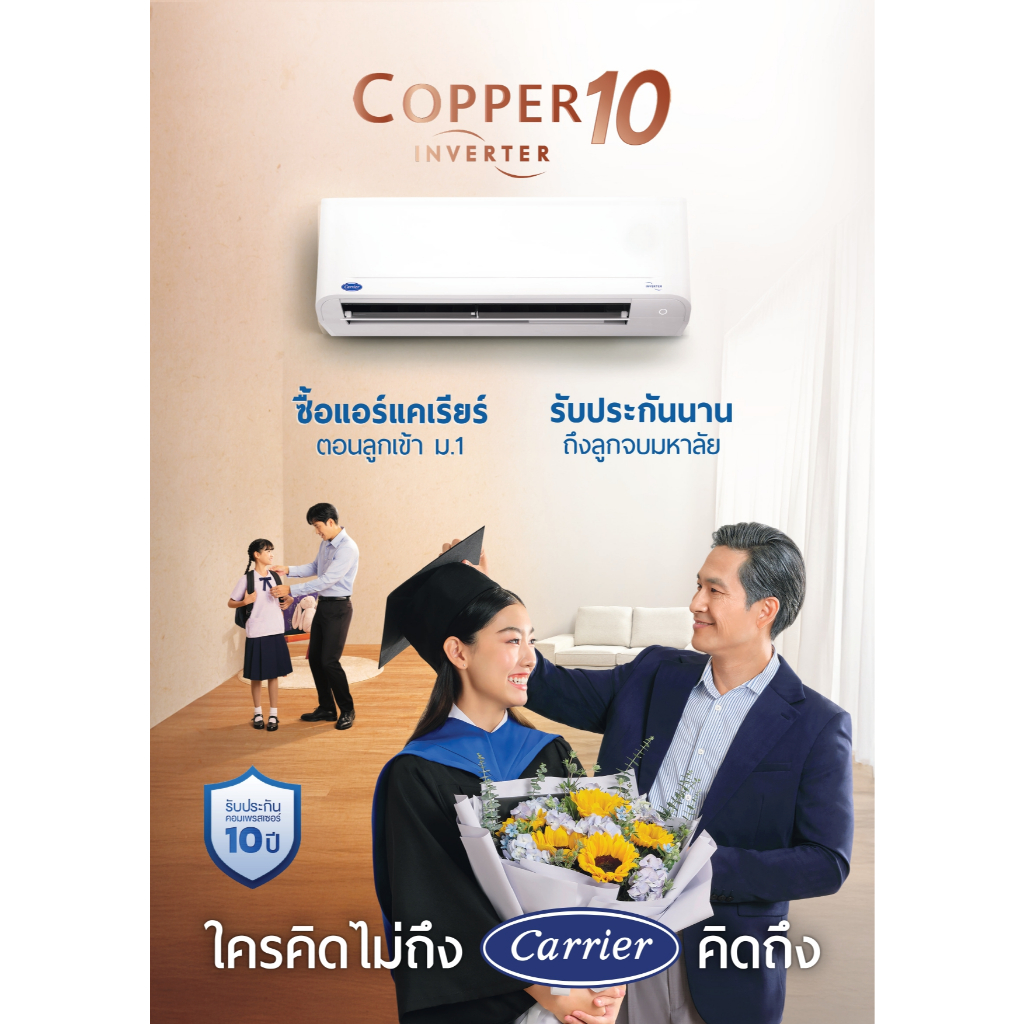 CARRIER เครื่องปรับอากาศ COPPER 10 ระบบ Inverter คอยล์ทองแดง Air Conditioner แอร์ แคเรีย กรอง PM2.5 - รูปที่ 2