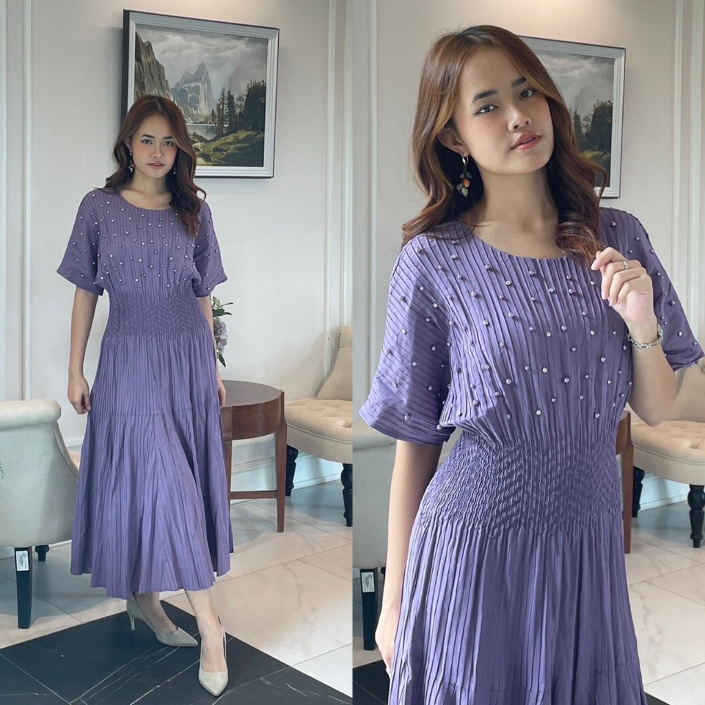 PleatByNisa A771 เดรสอัดพลีท เนื้อผ้าคุณภาพ Polyester100%