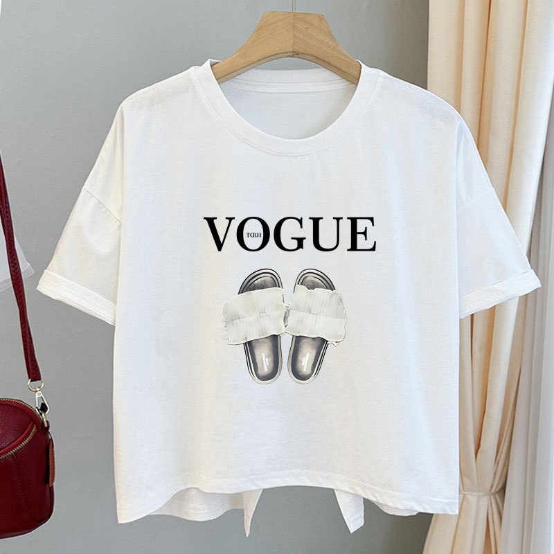 เสื้อครอปสาวอวบน่ารักสไตล์เกาหลี oversize เสื้อผ้าคนอ้วนไซส์ใหญ่ เสื้อยืดสวยๆผู้หญิงฤดูร้อนใหม่ ผ่าด้านหลัง ผ้าใส่สบาย รูปที่ 6