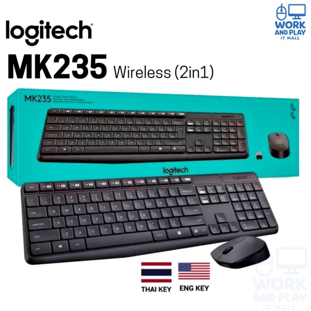 คีย์บอร์ดและเมาส์ไร้สาย⚡️ LOGITECH MK235 Wireless Mouse Keyboard (คีย์ไทย-อังกฤษ) ประกัน 1 ปี