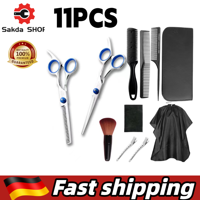 พร้อมส่ง 11 PCS/Set กรรไกรตัดผม กรรไกรตัดผมอุปกรณ์ทำผม กรรไกรตัดผมชาย/หญิง ชุดตัดผม