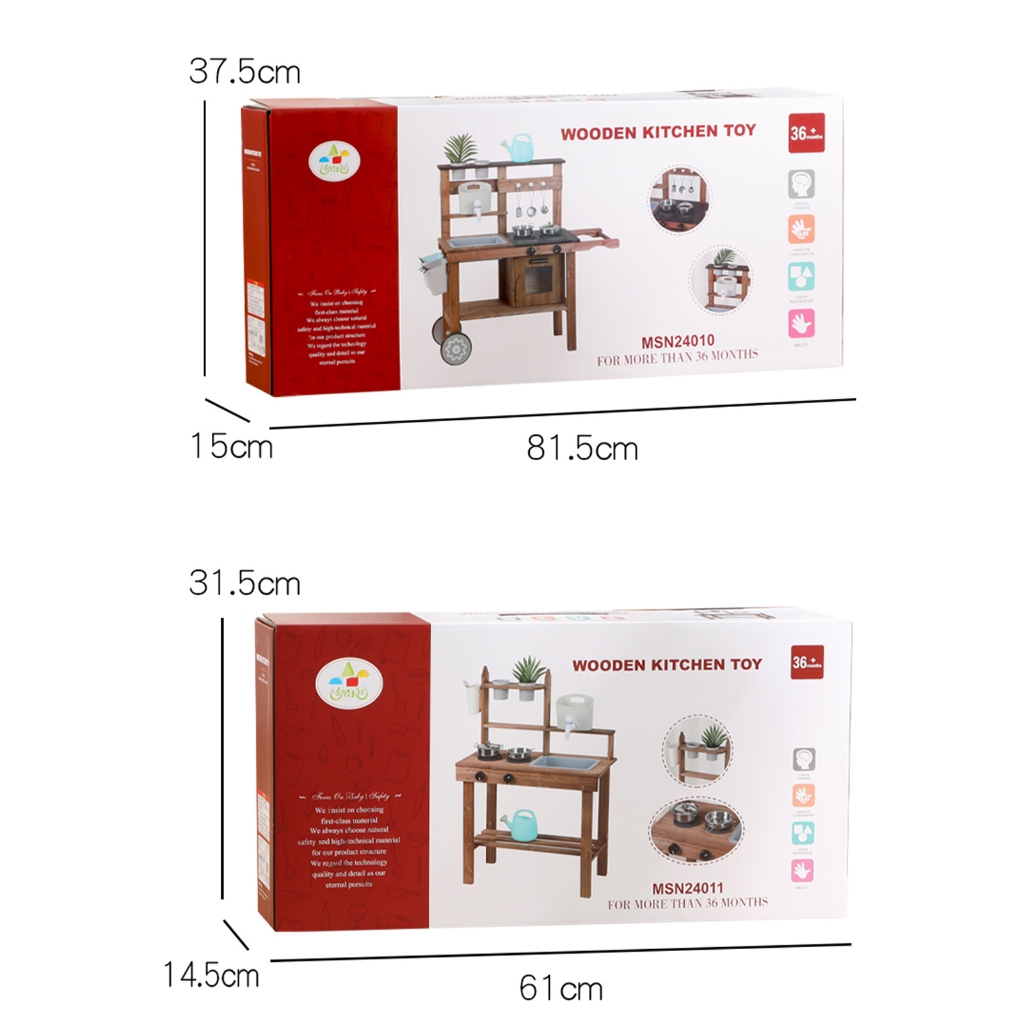 ครัวไม้เด็ก ชุดครัว ชุดเชฟ ของเล่นไม้ Outdoor multifunctional cooking and gardening set with roller - รูปที่ 7