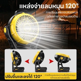 Maybuck พัดลมแบตเตอรี่ 12 นิ้ว พัดลมตั้งแคมป์ มีไฟLEDส่องสว่าง พัดลมชาร์จแบต