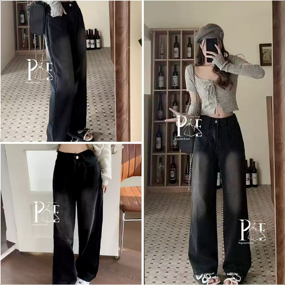 พร้อมส่ง กางเกง ขายาว เอวสูงกระเป๋าหน้า ผ้ายีนส์ ทรงกระบอก เข้ากับทุกกายแต่งกาย สไตล์วินเทจ แฟชั่นผู้หญิง