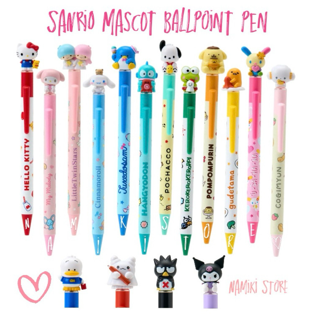 [ของแท้จากญี่ปุ่น  ] Sanrio Characters ปากกาลูกลื่น หมึกดำ หัวมาสคอต รุ่นใหม่ปี 2025