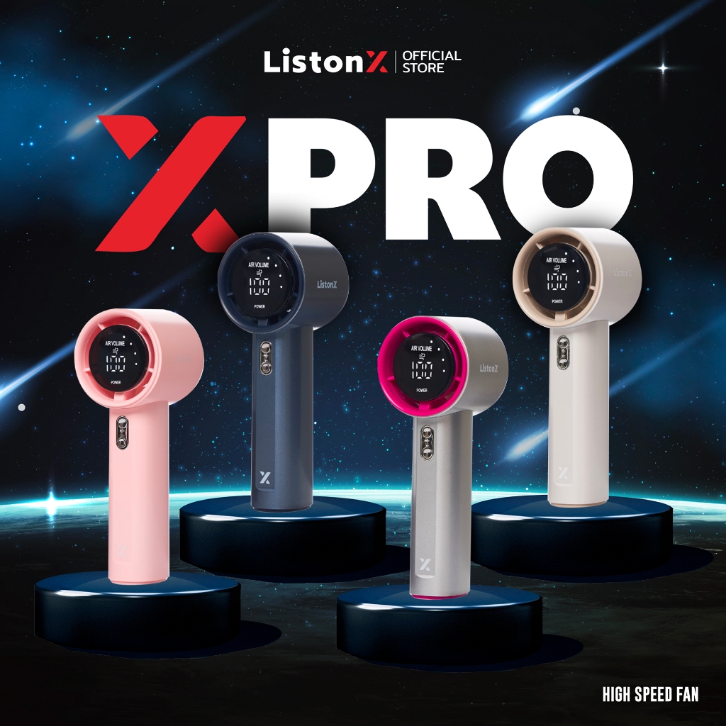 ListonX XPRO พัดลมพกพาแรงสูง | Portable Rechargeable Handheld Mini Fan with LED Display | พัดลมแรงลม