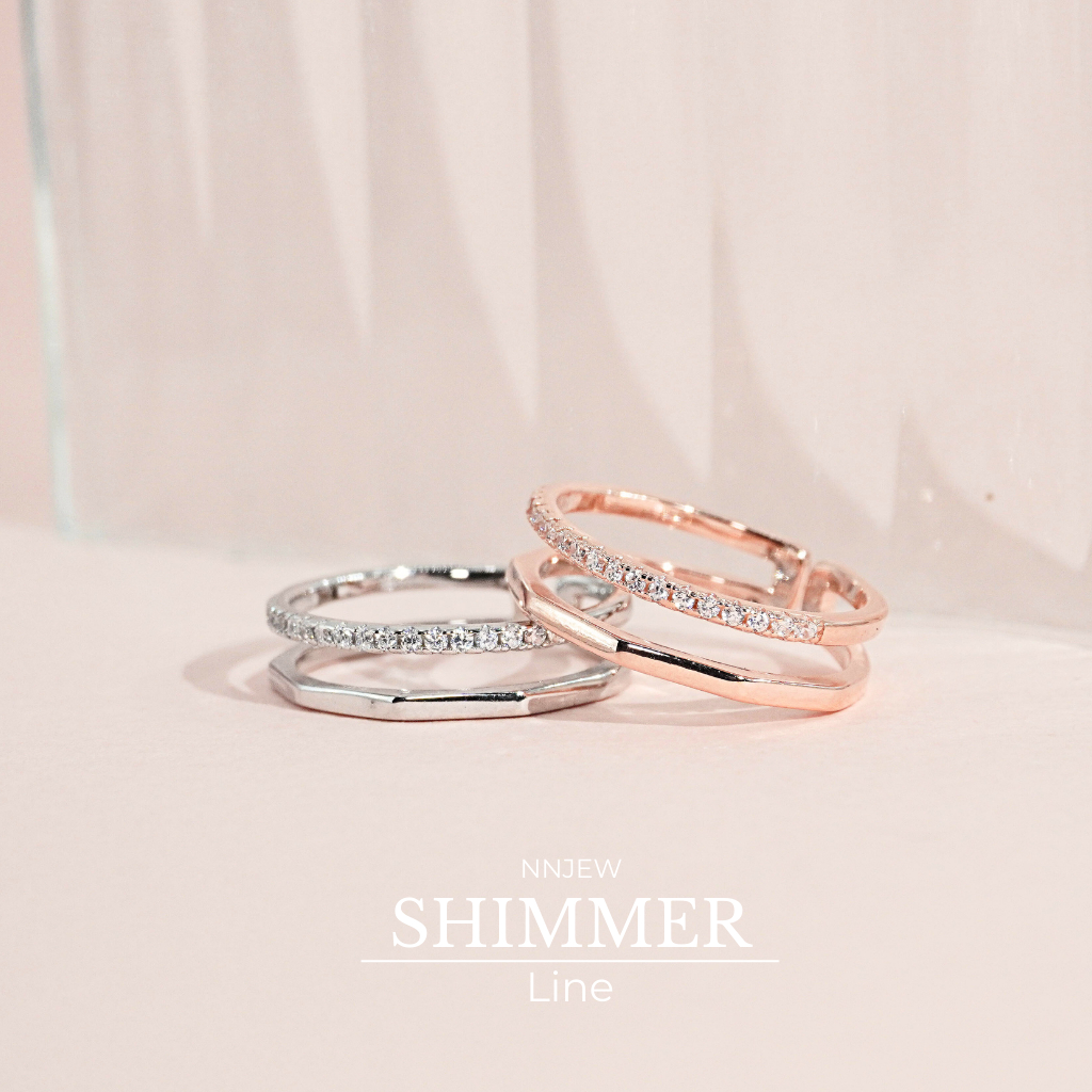 nnjew แหวนเงิน 92.5% รุ่น Shimmer Line Ring เพชร cz เครื่องประดับ แฟชั่น